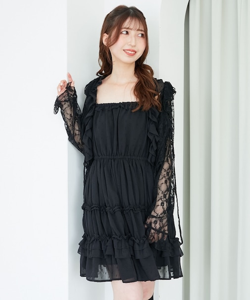 ギャザーフリルミニワンピ