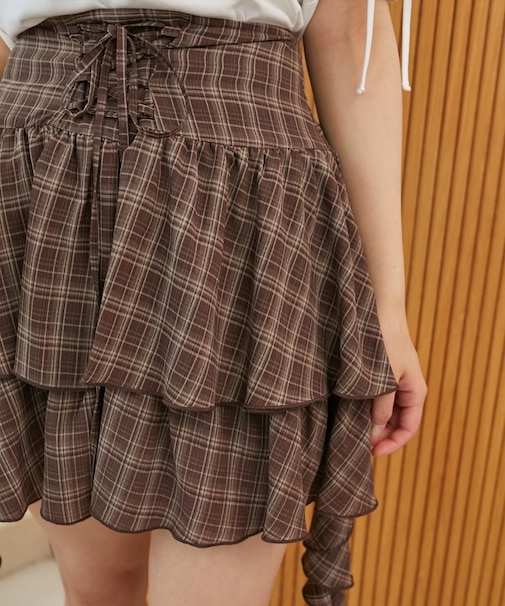 サイドラッフルティアードミニスカパン