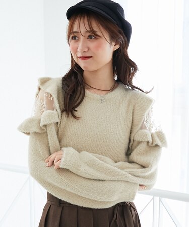 Ladyフリルシャギーニット