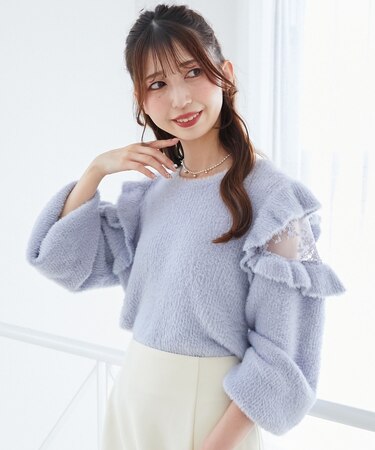 Ladyフリルシャギーニット