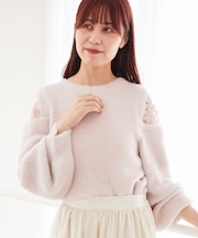 ショルダーレースシャギーニット