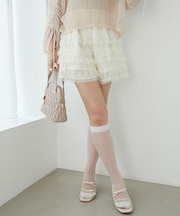 レースティアードショートパンツ