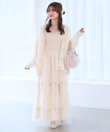 パールチェーンキャミワンピース