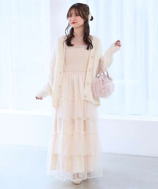 パールチェーンキャミワンピース