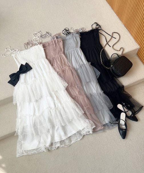 パールチェーンキャミワンピース