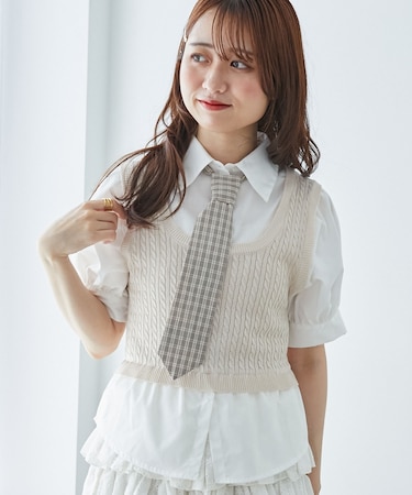 ∞ネクタイセットシャツドッキングニット