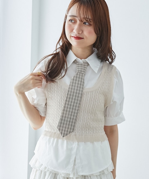 ∞ネクタイセットシャツドッキングニット