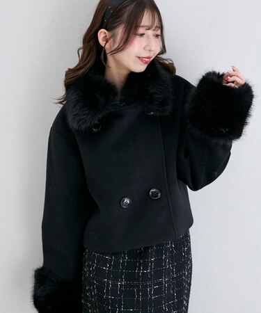 マルチwayフェイクファー付ショートコート