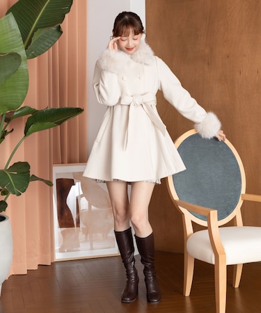 マルチwayフェイクファーカラーフレアコート