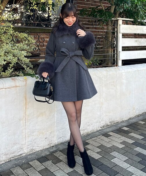 マルチwayフェイクファーカラーフレアコート