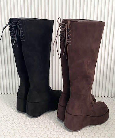 バックリボン厚底ロングブーツ