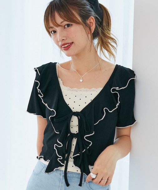 メロウフリルレイヤードカットトップス