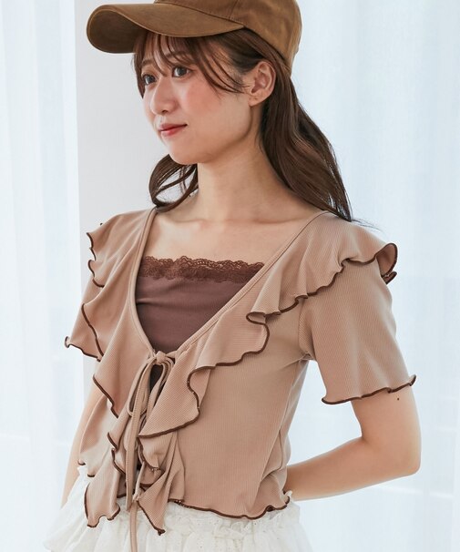 メロウフリルレイヤードカットトップス