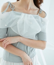 キラキラビジューオフショルトップス