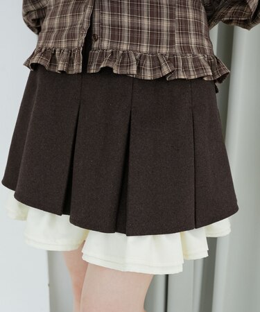 配色フリルプリーツスカート