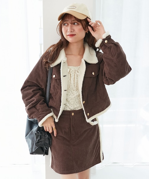 ボアトリムクロップドジャケット