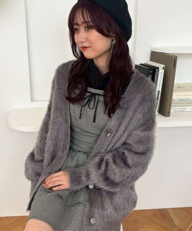 キラメキシャギーミディカーディガン