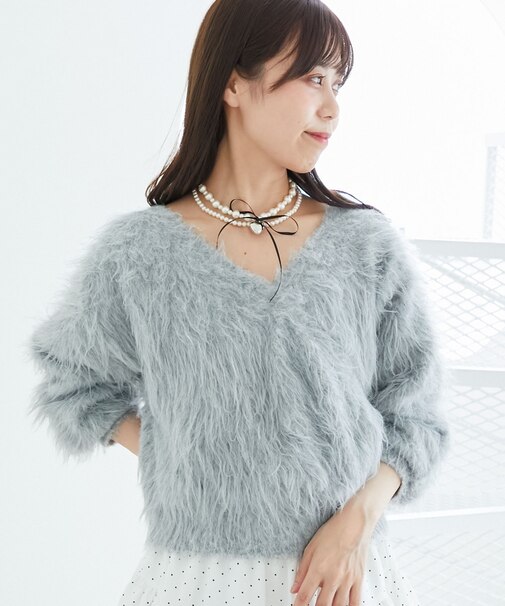 ふわふわカシュクールニット