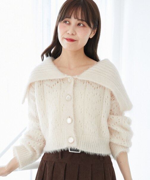 キラフワビッグカラーハートカーデ