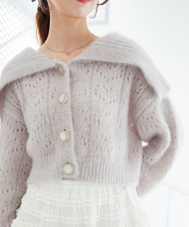 キラフワビッグカラーハートカーデ