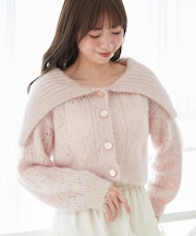 キラフワビッグカラーハートカーデ