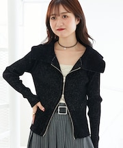 キラキラモールダブルジップニット