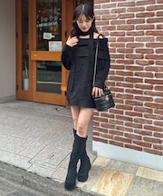 チョーカー付きオフショルミニワンピ