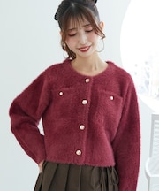 ポケット付きフェザークルーカーデ