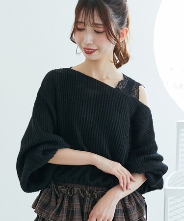 キラキラドロストメッシュニット