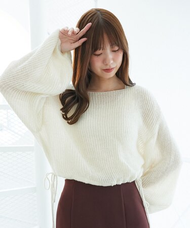 キラキラドロストメッシュニット