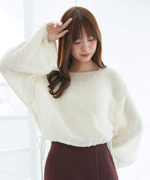 キラキラドロストメッシュニット