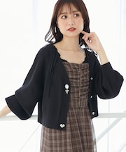 ∞リボンチャームボタンカーディガン