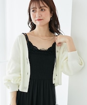 ∞リボンチャームボタンカーディガン