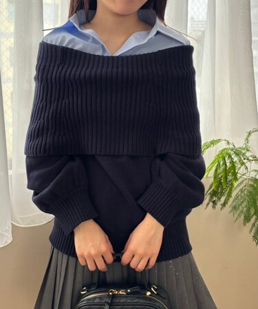 シャツドッキングミディ丈ニット