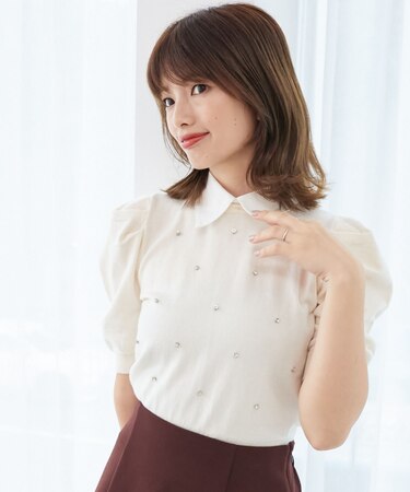 2way襟付きビジューニット