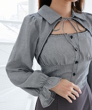 ∞デコルテオープン長袖ブラウス