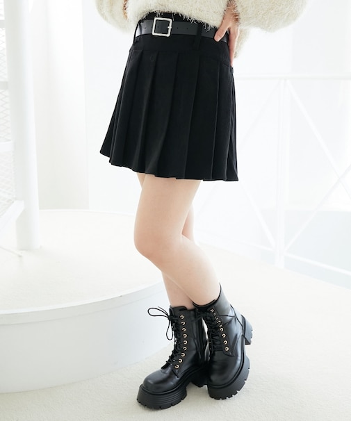 ベルトセットプリーツミニスカパン