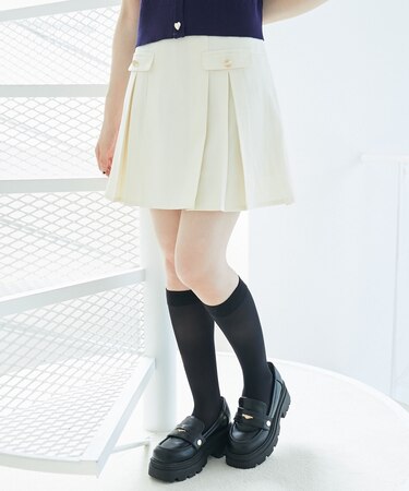 ゴールドボタンプリーツミニスカパン