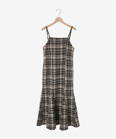 チェックマーメイドキャミワンピース