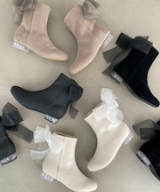 ローヒール取り外しリボンブーツ