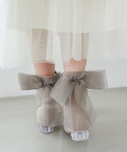 ローヒール取り外しリボンブーツ