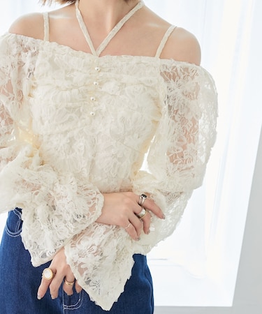 2wayフラワーレースブラウス