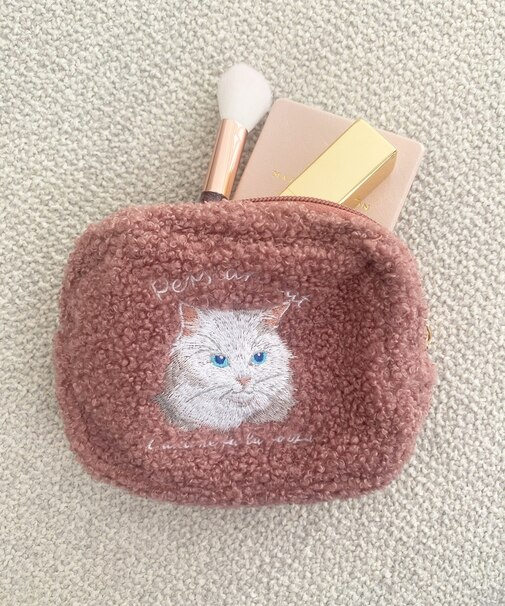 ボア刺繍ポーチ