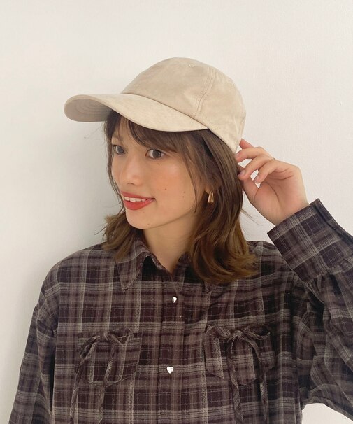 フェイクスエードロングブリムキャップ