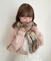 クリーミータッチチェックストール