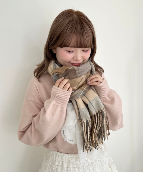 クリーミータッチチェックストール