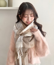 クリーミータッチチェックストール