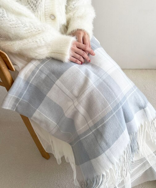 クリーミータッチチェックストール