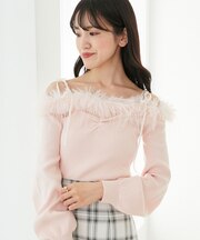 チェーン付きフェイクファーニット
