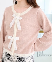 キラキラベロアリボンカーディガン